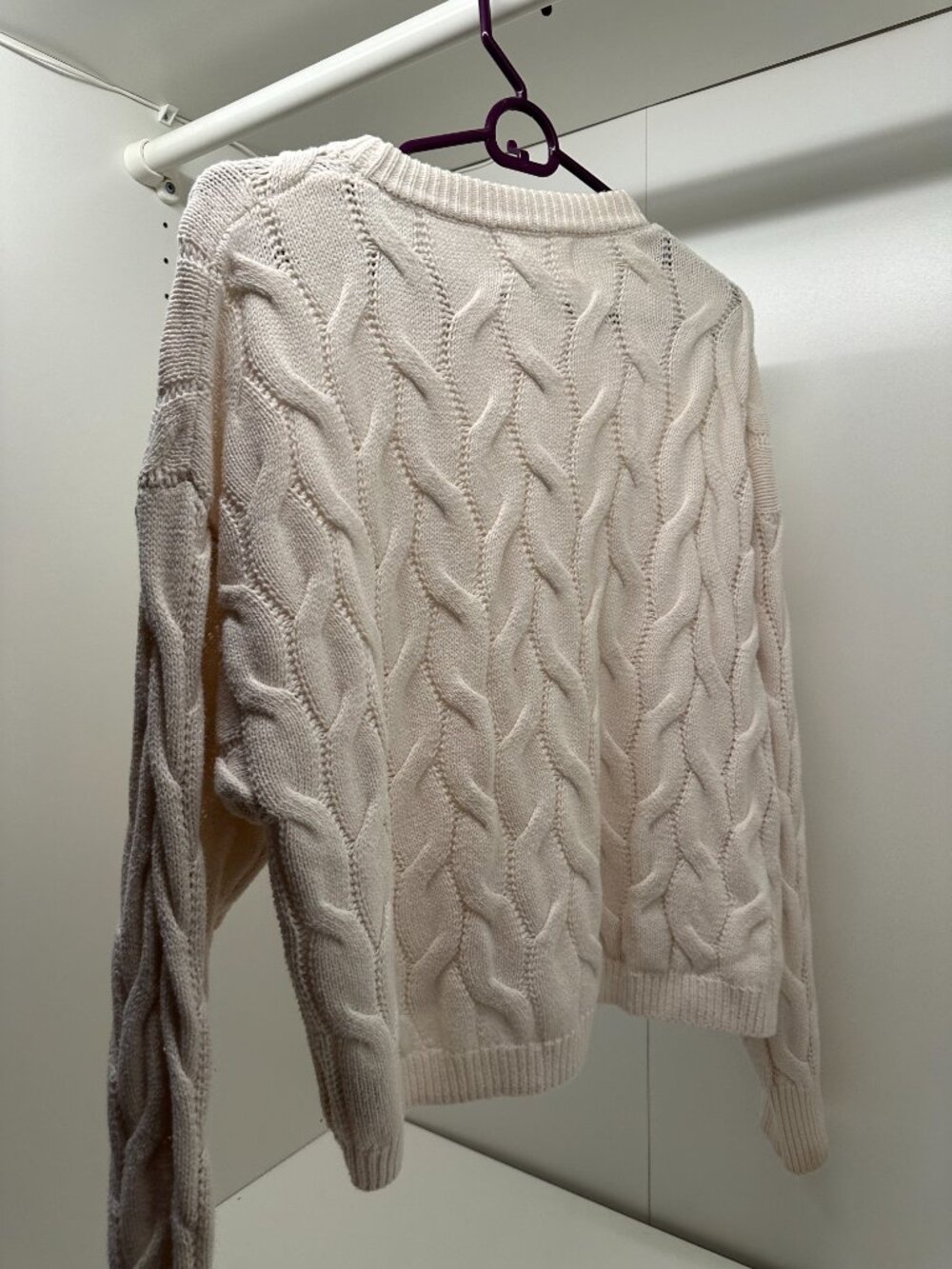 Pinque Design Studio Cream Cable Knit Pullover Sweater Crew Neck Size M - Picture 2 of 5
